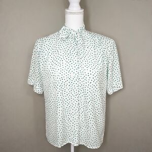 Alfred Dunner Polka Dot Tie Neck Blouse | Vintage Inspired Retro Office Style